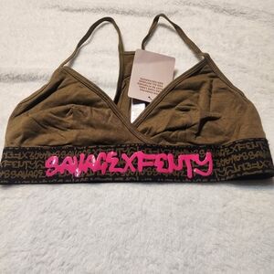 Savage X Fenty Olive Bralette with Pink Logo